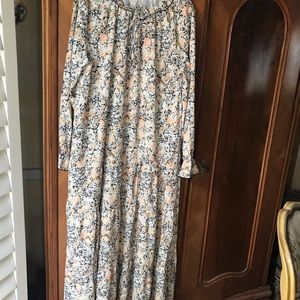 Maxi floral tier skirt party dress Ben/peach XXL